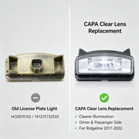 Pour Honda Ridgeline 2017-2022 : Éclairage de plaque d'immatriculation côté conducteur et passager, lentille transparente CAPA, pièce de rechange HO2870102 191275732533