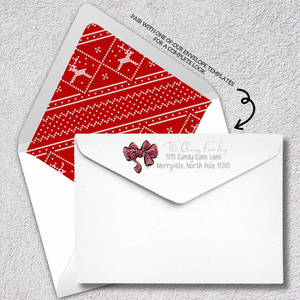 Kerstbreipatroon Envelopvoering Rood Wit Rendier Trui Print 8 Maten A7 A6 A2 voor Feestelijke Groetkaarten Uitnodigingen - Product Image 3