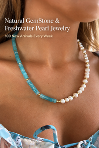 Collier personnalisé en perles baroques d'eau douce, plaqué or, en acier inoxydable, avec pierres naturelles, faible MOQ, pour la collection d'été - Product Image 3