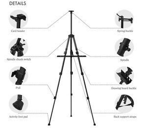 Portable pliant en acier peinture présentoir chevalet télescopique trépied croquis support organisateur outils - Product Image 2