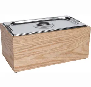 Contenedor de Metal para cocina, a prueba de olores, acero inoxidable, para lavavajillas, con tapa, caja de madera
