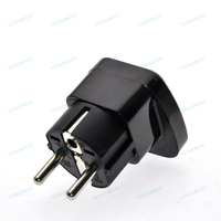 Konversi Standar Universal ke Steker Jerman dengan Penutup Pengaman, Adaptor Steker Eropa 10A 2 Pin Bulat untuk Perjalanan