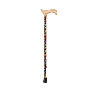 Adjustable Aluminum <b>Walking</b> <b>Stick</b> With Floral Print Rubber Tip For Seniors 3 Section Lightweight Telescopic - Product Image 1