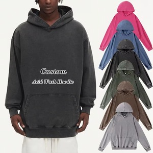 Wholesale price Drop shoulder Oversized Hoodies distress pullover 100%cotton acid <b>wash</b> hoodies for <b>men's</b> Breathable - Product Image 4