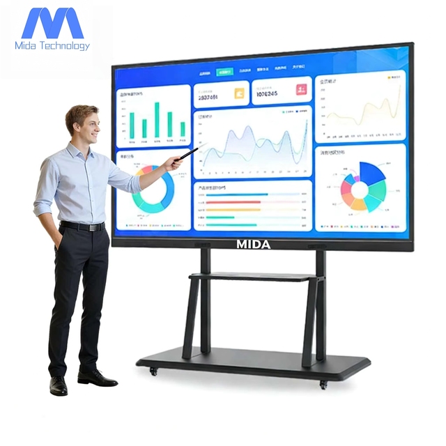 MIDA 4K LCD Digital Interactive Flat Panel Finger 75" Multi Touch Screen Electronic Whiteboard Smart BoardS with 48MP AI Camera