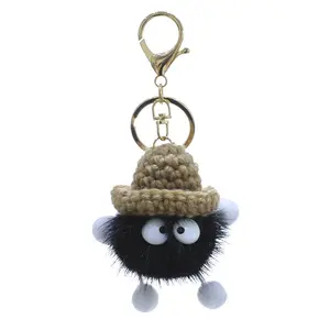 Portachiavi a forma di palla di carbone di peluche carino Mini giocattolo di piccole dimensioni portachiavi in miniatura morbidi ripieni di piccole dimensioni