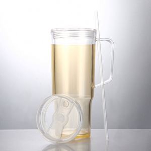 Gobelet réutilisable de 40 oz, anti-fuite, à double paroi, transparent, avec couvercle et paille, idéal pour les cadeaux, les festivals et les fêtes - Product Image 3