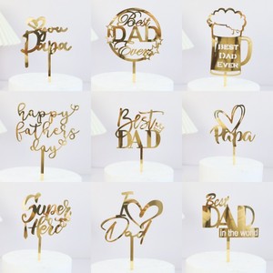 Décorations de gâteau en acrylique « Black Gold Love Papa » pour la fête des pères, décoration de <span class=keywords><strong>dessert</strong></span> DIY, fournitures pour anniversaire - Product Image 4