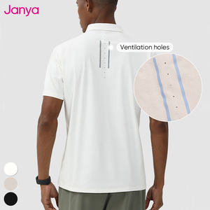 Janya мужская повседневная пуговица Деловая и спортивная футболка UPF50 + быстросохнущая дышащая рубашка-поло для гольфа с коротким рукавом со скрытым карманом - Product Image 3