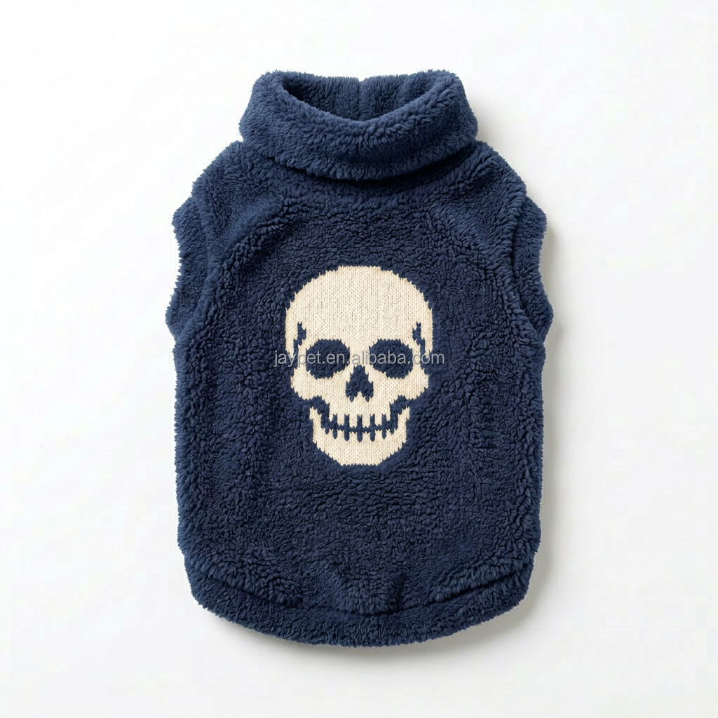 Bleu marine avec imprimé tête de mort crème