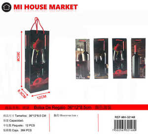 Borsa per vino in carta con manico, elegante confezione regalo per vino - Product Image 3