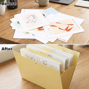 Porte-documents extensible A4 avec 5 pochettes, dossier accordéon en plastique avec bouton-pression pour fournitures scolaires et de bureau - Product Image 5