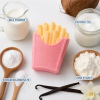 Bombe de bain effervescente en forme de frites amusantes, boule de bain au lait, nouveauté mignonne et relaxante pour spa, coffret cadeau de 6 pièces, personnalisable OEM ODM 100g