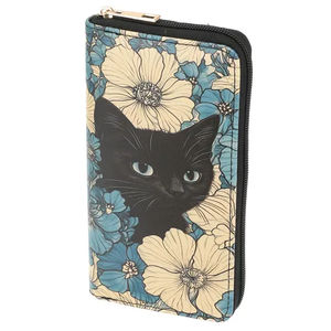 Customized PU leather long girl wallet popular kitten <b>coin</b> <b>purse</b> cartoon zipper opening and closing - Product Image 5