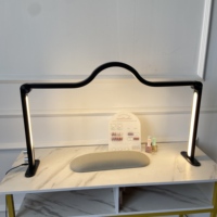 Lampe de bureau en métal à demi-lune de 35 pouces, bicolore, 45 W, à intensité variable, pour les ongles, les cils, la beauté, le tatouage, l'art