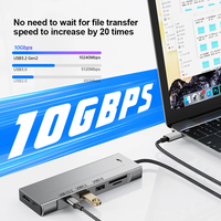 Hub USB 8-en-1 FC&EC en alliage d'aluminium avec boîtier M.2 NVMe SATA SSD USB3.2 Type-C - Station d'accueil compatible pour ordinateur portable USB