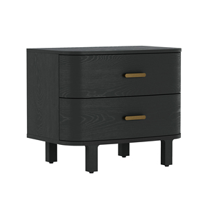 Black Nightstand with Two <b>Drawers</b> Modern Minimalist Design Bedroom <b>Storage</b> Unit - Product Image 6