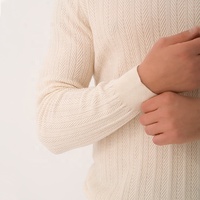 Pull en cachemire et laine pour homme, col roulé, tricot texturé, pull de luxe pour homme