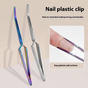 Nouvelles pinces à ongles en acier inoxydable argentées en forme de X pour le nail art, outils de manucure en plastique, fournitures pour ongles - Product Image 2
