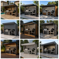 Ensemble de barbecue modulaire moderne en acier inoxydable, écologique, personnalisé, avec four, armoire de cuisine, îlot de cuisine extérieur complet