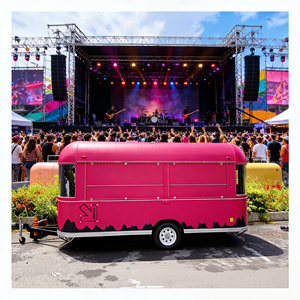 Carrito de 2 Ruedas de Acero Inoxidable Rosa Brillante, Diseñado para Mercados Nocturnos Iluminados con Neón, Ideal para Helados, Aperitivos Fritos y Té de Burbujas - Product Image 4