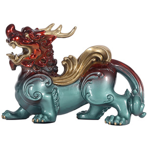 Copper Pixiu Figurine 2Pcs Feng Shui Decoration For Living Room Home Office Entryway Ornament <b>Craft</b> Item - Product Image 4