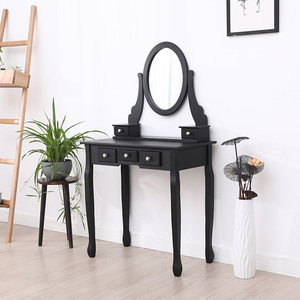 Simple Solid Wood <b>Dressing</b> <b>Table</b> <b>With</b> Mirror Mini Makeup Vanity <b>Storage</b> Drawers For Small Apartments Adult Use Grey - Product Image 3