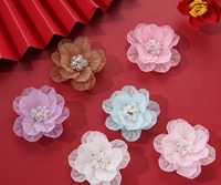 Accessoires vestimentaires 3D faits main DIY, fleur en strass acrylique rose, à utiliser pour broches, bijoux, accessoires pour cheveux, matériel