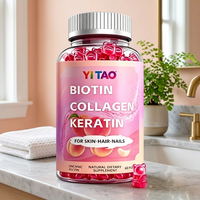 Gummies à la biotine, au collagène et à la kératine, marque privée/OEM ODM, 60 unités, pour la peau, les cheveux et les ongles, complément alimentaire naturel