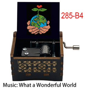 Qué maravilloso mundo caja de música con manivela de madera 18 notas melodía especial lindo recuerdo para amigos familia regalos de navidad - Product Image 6