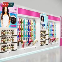 Présentoir à mèches de cheveux personnalisé Présentoir à perruques pour magasin de détail avec produits de beauté légers