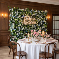 MoKtong Toile de fond murale florale bleu poussière et vert sauge avec hortensias et roses en soie 5D pour cérémonie de mariage en extérieur dans un jardin