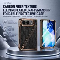 Étui de protection pliable pour iPhone 18 Ultra Fold Cover, texture fibre de carbone, finition électro-plaquée