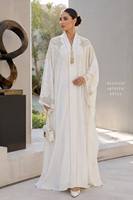 Abaya de luxe à manches larges et ouvertes avec broderie en fil doré et strass |   Abaya de soirée formelle, robe de mariée pour femmes musulmanes
