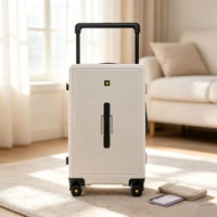 Valise à cadre en plastique PC avec poignée large ; Sac de voyage épaissi haute capacité ; Bagage cabine 20 pouces ; Imperméable et antibactérien