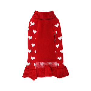 <span class=keywords><strong>Pull</strong></span> à col roulé pour chien avec imprimé cœur rouge et ourlet à volants, robe en tricot chaude pour chiens <span class=keywords><strong>de</strong></span> petite et moyenne taille, tenue mignonne pour la Saint-Valentin - Product Image 2