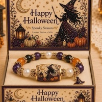 Nouveau bracelet unisexe en pierres naturelles, best-seller transfrontalier, avec pendentifs fantaisie chapeau de magicien et fantôme, idéal pour un anniversaire