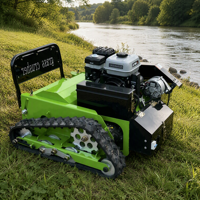 Mesin Pemotong Rumput Mini Crawler 550mm 4-Tak dengan Pisau Flail, Kendali Jarak Jauh, Berbahan Bakar Bensin, Robot RC untuk Lereng, Kebun, dan Pemotong Rumput