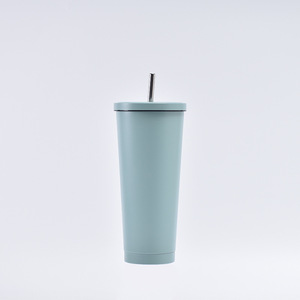 Double Wall Powder Coated, Coffee Mug With Lid and Straw Insulated Vacuum Water Cup Metal Tumbler Stainless Steel <b>Bottles</b>/ - Product Image 5