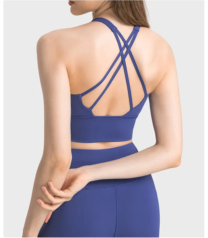 Course à pied Fitness sous-vêtements actifs coussin de poitrine fixe soutien-gorge de sport haute résistance haut court croix personnalisée beau dos soutien-gorge de Yoga