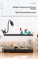 Aquarium transparent en plastique pour tortues avec plateforme de basking et couvercle, idéal pour bureau et salon – Boîte d'élevage et de reproduction pour poissons