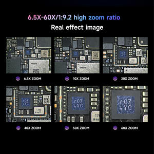 로봇 6560T 삼안 입체 현미경 6.5X-60X 연속 줌 WF10X25 HD 광각 접안렌즈 업그레이드된 CCD 0.45X 어댑터 - Product Image 4