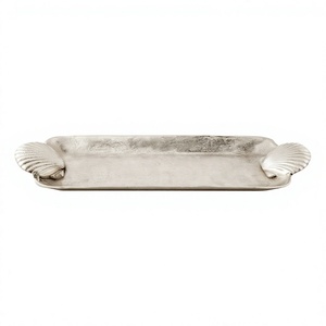 Plateau en argent contemporain minimaliste, texture sculpturale, objet d'art pour la cuisine et la salle à manger - Product Image 1