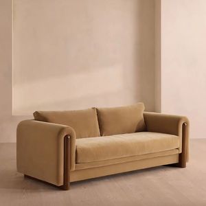 Divano in Velluto Stile Retrò Francese, Design Mid-Century, Tre Posti, per Piccoli Soggiorni, Appartamenti <span class=keywords><strong>e</strong></span> Hotel - Product Image 1