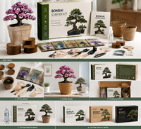 Set Bonsai Lengkap dalam Pot dengan Pilihan Kotak Kayu yang Dapat Dikustomisasi, Logo - Hadiah Sempurna untuk Wanita, Pria, Ibu, Teman