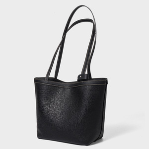 Sac fourre-tout simple en cuir véritable avec grande capacité, sac à bandoulière pour femme, sac seau de style niche - Product Image 6