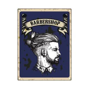 vintage hair salon wall art Suppliers-Vintage Tin Signs Barber Shop Tin Decorative Custom Large Size Plaque for Hair salon Retro Barbershop Metal Signs