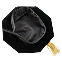Sombrero Tam de graduación doctoral de 8 lados de terciopelo negro Unisex de alta calidad con borla de lingotes dorados al por mayor para uso escolar