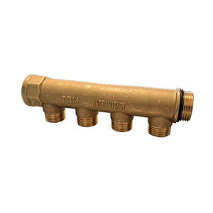 Collettore Lineare 3/4 X 1/2 a 4 Vie in Ottone Prodotto in Italia per Tubi in Rame - Product Image 1