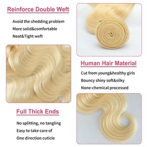 Extensiones de Cabello Humano 100% Remy Ondulado Natural Indio de Alta Calidad, Color Rubio 613, para Mujer - Product Image 3